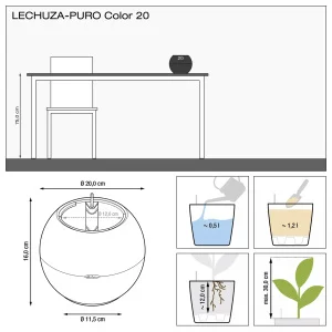 Фото вазон lechuza puro color 20 песочно-коричневый 20x20x16см 1,2л (13378)