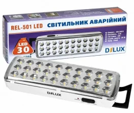 Фото аварийный светильник delux rel-501 3,7v 1,2ah 30led 2w 202x68x40мм (90016960)