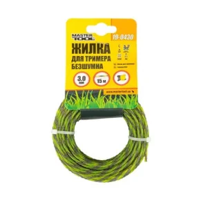 Леска для триммера MasterTool SPIRAL SQUARE бесшумная 3,00ммx15м (19-0430)