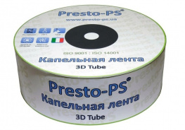 Капельная лента Presto-PS эмиттерная 3D Tube 0,18 1,38л/ч 10см 1000м (3D-7-10-1000)
