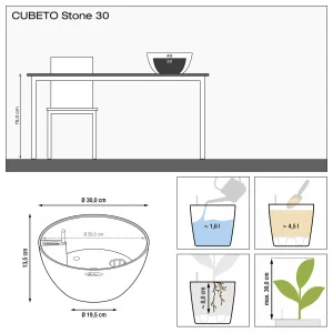 Вазон Lechuza Cubeto Stone 30 світло-бежевий 30x30x13,5см 5л (13831)
