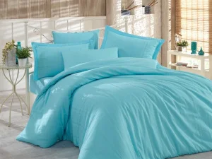 Комплект постільної білизни HOBBY Exclusive Sateen Diamond Stripe аква 200x220см євро (28941_2,0)