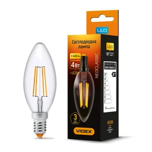 Лампа VIDEX Filament C37F 4W E14 3000K (VL-C37F-04143)