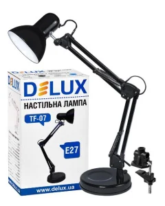 Фото лампа настольная delux tf-07 e27 черная (90012375)