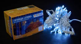 Фото гирлянда наружная delux string 100led 10м (2x5м) 20 flash ip44 белый (90020899)