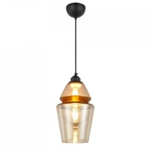 Світильник підвісний Horoz Electric SPARK-2 плафон скло 1,4м янтарний+мідний (021-016-0002-020)