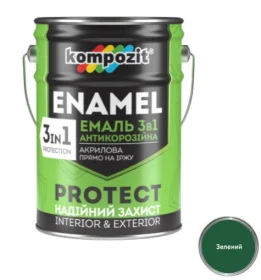 Эмаль антикоррозийнная Kompozit PROTECT 3в1 зеленая 10кг