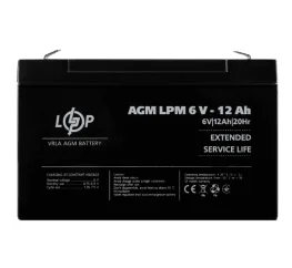 Аккумулятор кислотный LogicPower AGM LPM 6V 12Ah (4159)