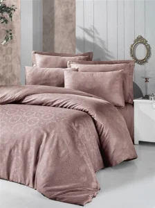 Комплект постільної білизни VICTORIA Deluxe Jacquard Sateen VALERIA капучіно 200x220см євро (48788_2,0)