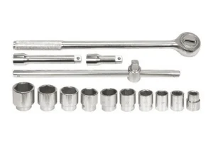 Набір головок торцевих з тріщаткою та воротком VOREL 3/4" М22-50мм (58140)