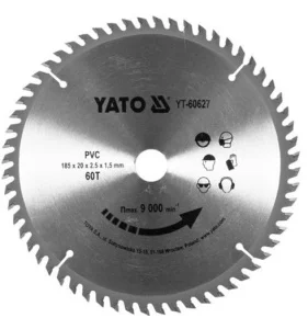 Диск пиляльний по ПВХ Yato 185х2,5x20мм 60 зубців (YT-60627)