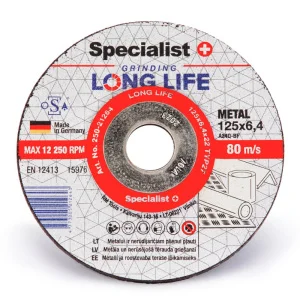 Круг шліфувальний для металу Specialist+ Long life 125x6,4x22мм (250-21264)