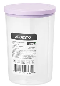 Фото контейнер для сыпучих ardesto fresh 3 в 1 3x075л лиловый (ar1375lp)