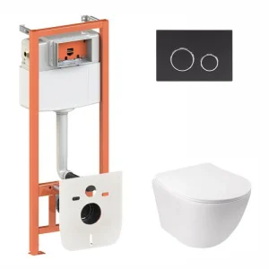 Комплект інсталяція Qtap Nest з панеллю змиву круглою (QT07335176W0133M425M11V1146MB)