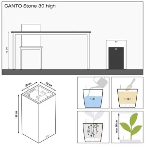 Розумний вазон Lechuza Canto Stone High 30 кварцовий білий 12л (13607)