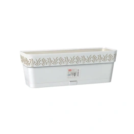 Фото горшок с автополивом stefanplast opera gaia прямоугольный белый/травертин 50x18x17см 9,5л (88800)