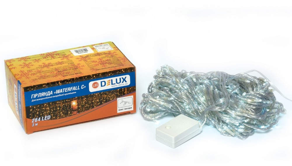 Гірлянда внутрішня Delux Waterfall C 264LED IP20 білий 3х2м (90018004)