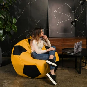 Фото кресло-мешок студия комфорта мяч оксфорд большой желтый-черный (0223250)