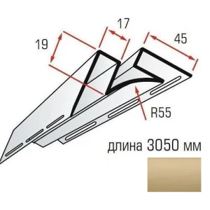Кут внутрішній Альта-Профіль BlockHouse Т-13 золотистий 3,05м