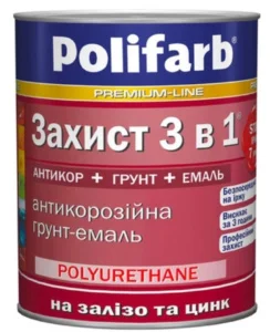 Грунт-эмаль алкидно-уретановая для железа и цинка Polifarb Защита 3в1 белая 0,9кг