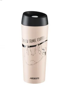 Фото термочашка ardesto coffee time bradypus 0,45л бежевая (ar2645dbe)