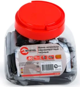 Міні-маркери перманентні чорні Intertool 93мм 80шт (KT-5010)