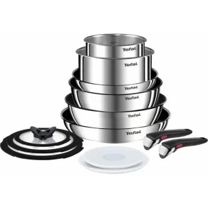 Фото набор посуды tefal ingenio emotion серебристый 13 предметов (l897sd74)