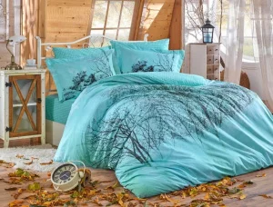 Комплект постільної білизни HOBBY Poplin Margherita бірюзовий 200x220см євро (32450_2,0)