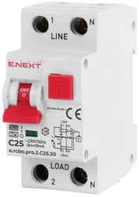 Дифференциальный автомат E.Next 1-п+N e.rcbo.pro. C 25А 30мА (p0720010)