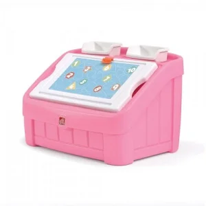 Фото комод для игрушек и поверхность для творчества 2 в 1 step 2 box & art 48x78x48 см розовый
