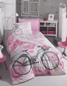 Фото комплект постельного белья cotton box bike pembe 160x220см (сb_08007772)