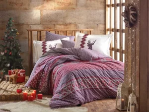 Комплект постільної білизни Hobby Poplin Clarinda бордовий 160x220см півтораспальний (40280_1,5)