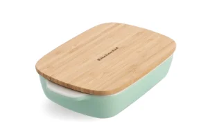 Фото форма для выпечки с крышкой kitchenaid керамогранитная, 6,5х15,5х26см, 0,9л, фисташковая (cc007424-001)