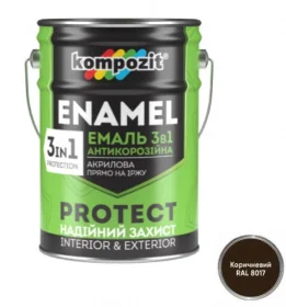 Эмаль антикоррозийнная Kompozit PROTECT 3в1 коричневая 10кг