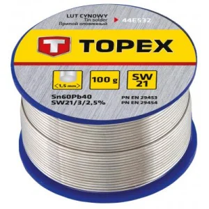 Припій TOPEX 60% олова 1,5мм 100г (44E532)