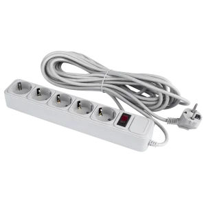 Фільтр-подовжувач мережевий LogicPower Grey LP-X5, 5 розеток, 10м з заземленням