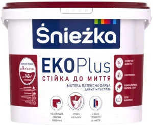 Краска интерьерная акриловая Sniezka Eko plus матовая база А 5л 6,8кг