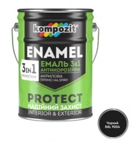 Эмаль антикоррозийнная Kompozit PROTECT 3в1 черная 10кг