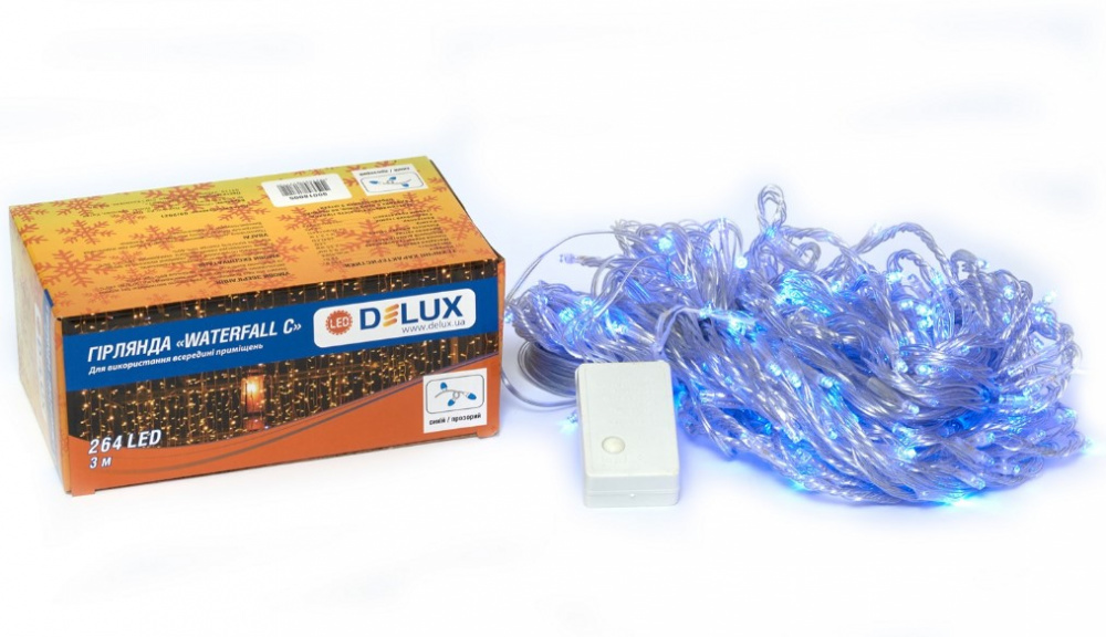 Гірлянда внутрішня Delux Waterfall C 264LED IP20 синій 3х2м (90018005)