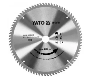 Диск пиляльний победітовий по дереву Yato 315х30х3,5х2,5мм 80 зубців (YT-60794)