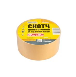 Скотч двосторонній MASTERTOOL на тканинній основі 50ммх25м (77-6525)