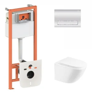 Комплект інсталяція Qtap Nest з панеллю змиву лінійною (QT044RO36907)