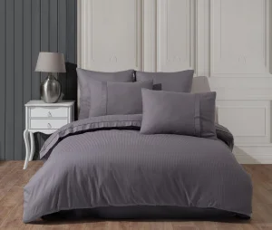 Комплект постільної білизни Hobby Premium Sateen 300TC Stripe Gri сірий євро (68565_2,0)