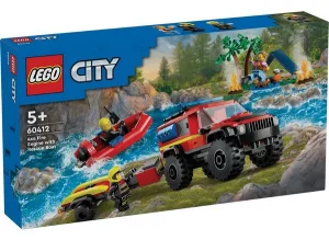 Фото конструктор lego city пожарный внедорожник со спасательной лодкой 301 деталь (60412)