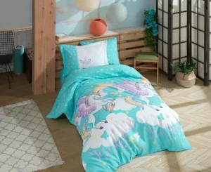 Комплект постільної білизни HOBBY Poplin Magical аква 160x220см півтораспальний (58078_1,5)