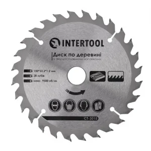 Круг пиляльний по дереву Intertool з твердосплавними напайками 150x22,2x1,5мм (CT-3015)