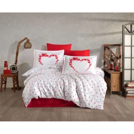 Фото комплект постельного белья hobby exclusive sateen amore белый 200x220см евро (179509)