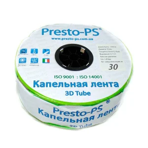 Крапельна стрічка Presto-PS емітерна 3D Tube крапельниці через 30 см 1000м