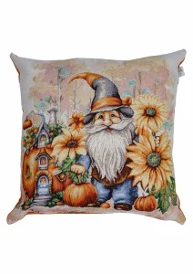 Наволочка гобеленова Прованс Гарбузові гноми з гарбузовим будиночком 45х45см (036214)