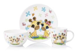 Фото набор детской посуды ardesto baby giraffes 3 предмета (ar3452gs)